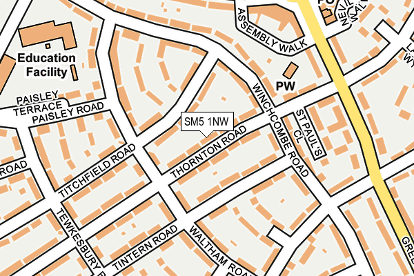 SM5 1NW map - OS OpenMap – Local (Ordnance Survey) SM5 1NW map - OS OpenMap – Local (Ordnance Survey)