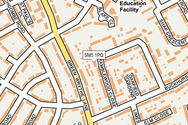 SM5 1PQ map - OS OpenMap – Local (Ordnance Survey) SM5 1PQ map - OS OpenMap – Local (Ordnance Survey)