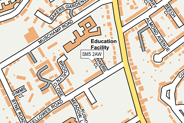 SM5 2AW map - OS OpenMap – Local (Ordnance Survey) SM5 2AW map - OS OpenMap – Local (Ordnance Survey)