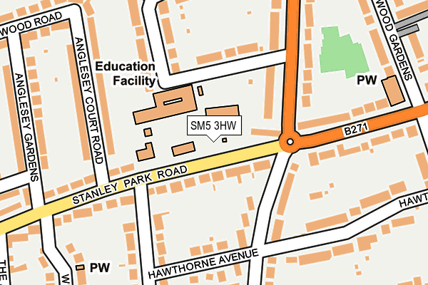 SM5 3HW map - OS OpenMap – Local (Ordnance Survey) SM5 3HW map - OS OpenMap – Local (Ordnance Survey)