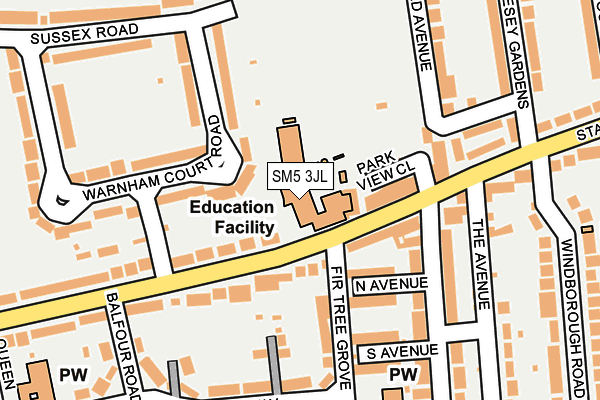 SM5 3JL map - OS OpenMap – Local (Ordnance Survey) SM5 3JL map - OS OpenMap – Local (Ordnance Survey)