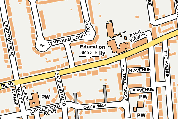 SM5 3JR map - OS OpenMap – Local (Ordnance Survey) SM5 3JR map - OS OpenMap – Local (Ordnance Survey)