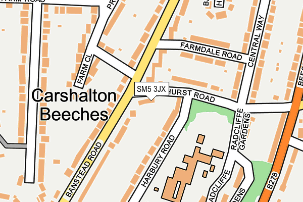 SM5 3JX map - OS OpenMap – Local (Ordnance Survey) SM5 3JX map - OS OpenMap – Local (Ordnance Survey)