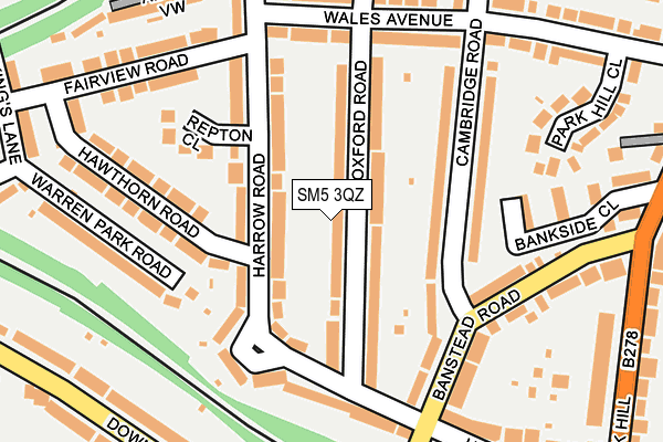 SM5 3QZ map - OS OpenMap – Local (Ordnance Survey) SM5 3QZ map - OS OpenMap – Local (Ordnance Survey)