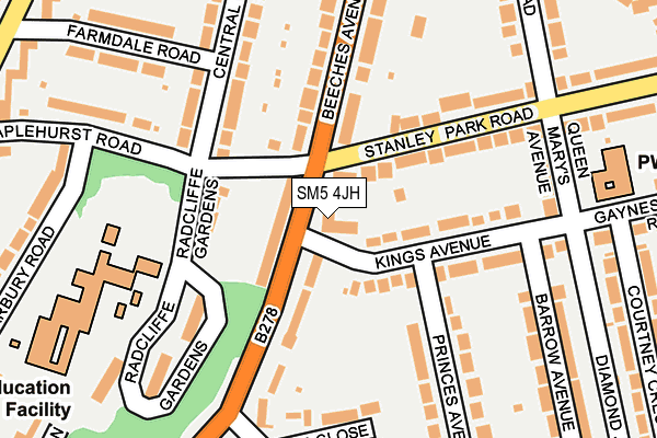 SM5 4JH map - OS OpenMap – Local (Ordnance Survey) SM5 4JH map - OS OpenMap – Local (Ordnance Survey)