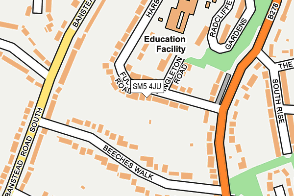 SM5 4JU map - OS OpenMap – Local (Ordnance Survey) SM5 4JU map - OS OpenMap – Local (Ordnance Survey)