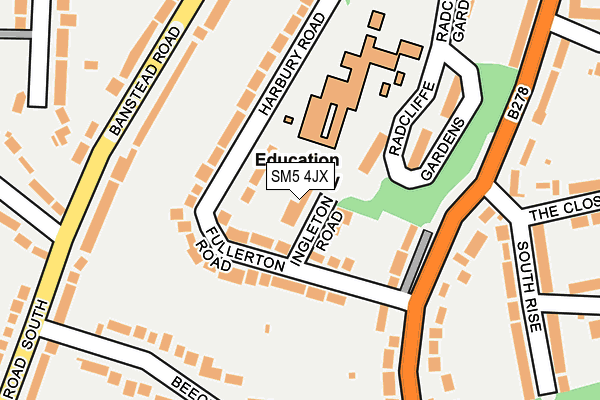 SM5 4JX map - OS OpenMap – Local (Ordnance Survey) SM5 4JX map - OS OpenMap – Local (Ordnance Survey)