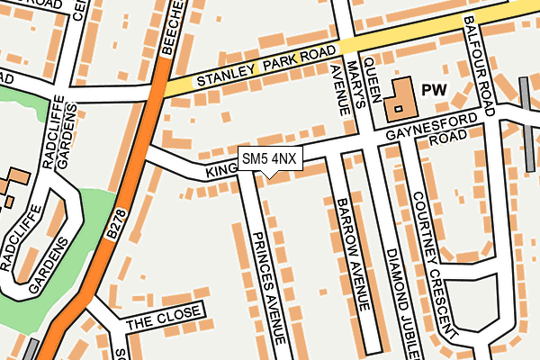 SM5 4NX map - OS OpenMap – Local (Ordnance Survey) SM5 4NX map - OS OpenMap – Local (Ordnance Survey)