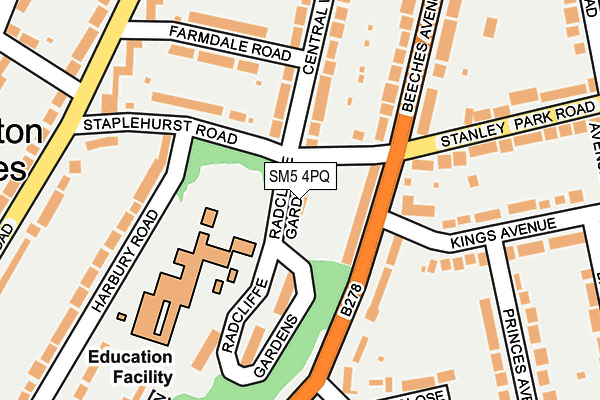 SM5 4PQ map - OS OpenMap – Local (Ordnance Survey) SM5 4PQ map - OS OpenMap – Local (Ordnance Survey)