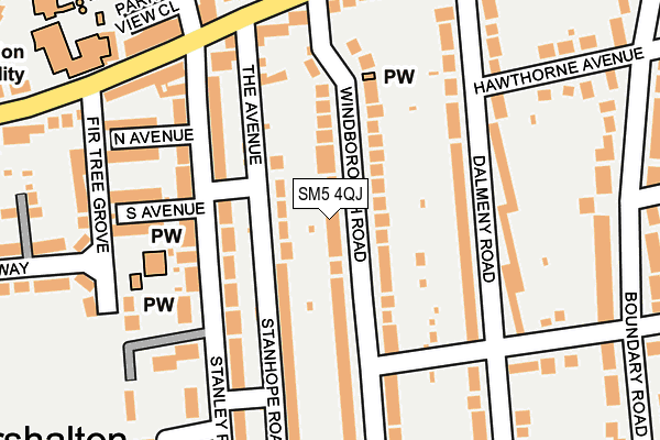 SM5 4QJ map - OS OpenMap – Local (Ordnance Survey) SM5 4QJ map - OS OpenMap – Local (Ordnance Survey)