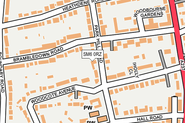 SM6 0RZ map - OS OpenMap – Local (Ordnance Survey) SM6 0RZ map - OS OpenMap – Local (Ordnance Survey)