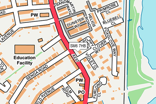 SM6 7HB map - OS OpenMap – Local (Ordnance Survey) SM6 7HB map - OS OpenMap – Local (Ordnance Survey)