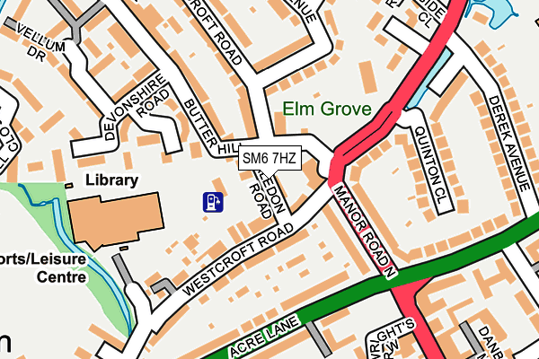 SM6 7HZ map - OS OpenMap – Local (Ordnance Survey)