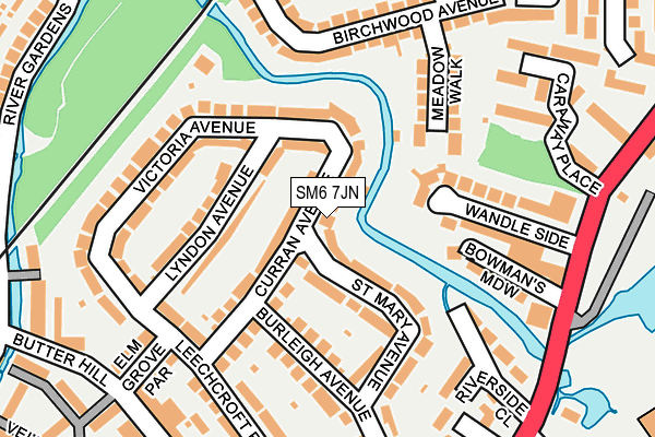 SM6 7JN map - OS OpenMap – Local (Ordnance Survey) SM6 7JN map - OS OpenMap – Local (Ordnance Survey)