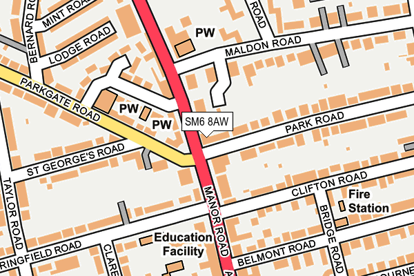 SM6 8AW map - OS OpenMap – Local (Ordnance Survey) SM6 8AW map - OS OpenMap – Local (Ordnance Survey)