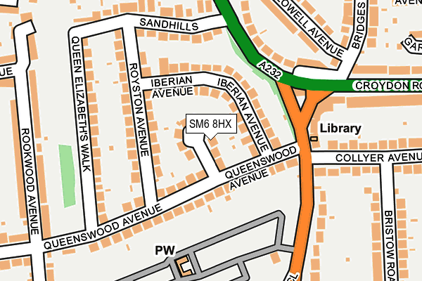 SM6 8HX map - OS OpenMap – Local (Ordnance Survey) SM6 8HX map - OS OpenMap – Local (Ordnance Survey)