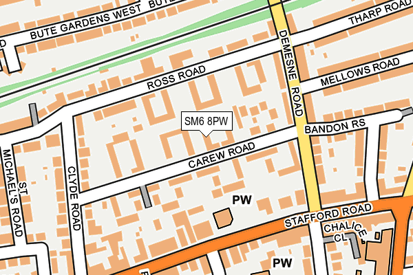 SM6 8PW map - OS OpenMap – Local (Ordnance Survey) SM6 8PW map - OS OpenMap – Local (Ordnance Survey)