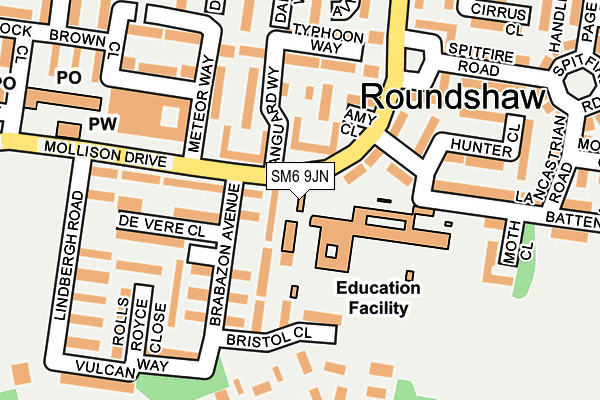 SM6 9JN map - OS OpenMap – Local (Ordnance Survey) SM6 9JN map - OS OpenMap – Local (Ordnance Survey)