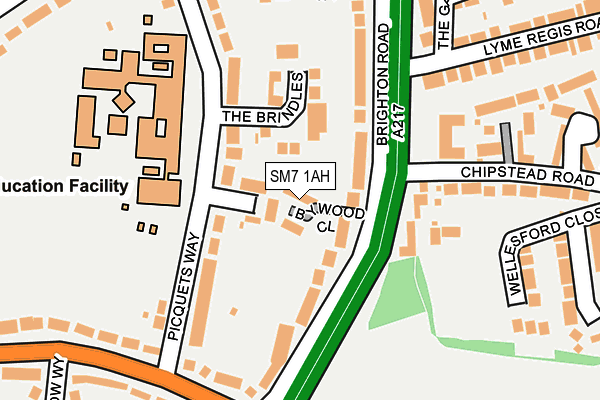SM7 1AH map - OS OpenMap – Local (Ordnance Survey) SM7 1AH map - OS OpenMap – Local (Ordnance Survey)