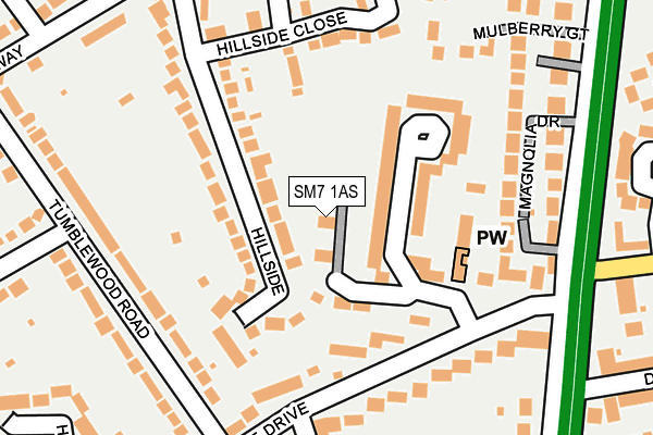SM7 1AS map - OS OpenMap – Local (Ordnance Survey) SM7 1AS map - OS OpenMap – Local (Ordnance Survey)