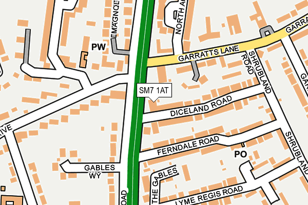 SM7 1AT map - OS OpenMap – Local (Ordnance Survey) SM7 1AT map - OS OpenMap – Local (Ordnance Survey)