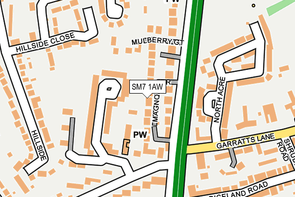 SM7 1AW map - OS OpenMap – Local (Ordnance Survey) SM7 1AW map - OS OpenMap – Local (Ordnance Survey)