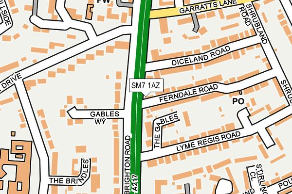 SM7 1AZ map - OS OpenMap – Local (Ordnance Survey) SM7 1AZ map - OS OpenMap – Local (Ordnance Survey)