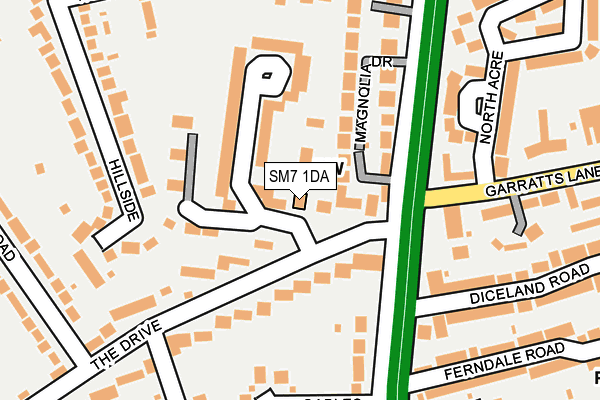 SM7 1DA map - OS OpenMap – Local (Ordnance Survey) SM7 1DA map - OS OpenMap – Local (Ordnance Survey)