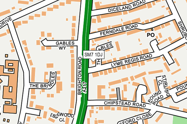 SM7 1DJ map - OS OpenMap – Local (Ordnance Survey) SM7 1DJ map - OS OpenMap – Local (Ordnance Survey)