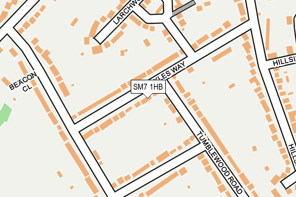 SM7 1HB map - OS OpenMap – Local (Ordnance Survey) SM7 1HB map - OS OpenMap – Local (Ordnance Survey)
