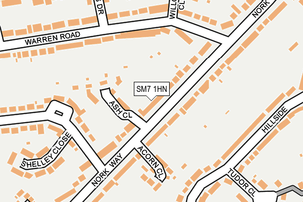 SM7 1HN map - OS OpenMap – Local (Ordnance Survey) SM7 1HN map - OS OpenMap – Local (Ordnance Survey)