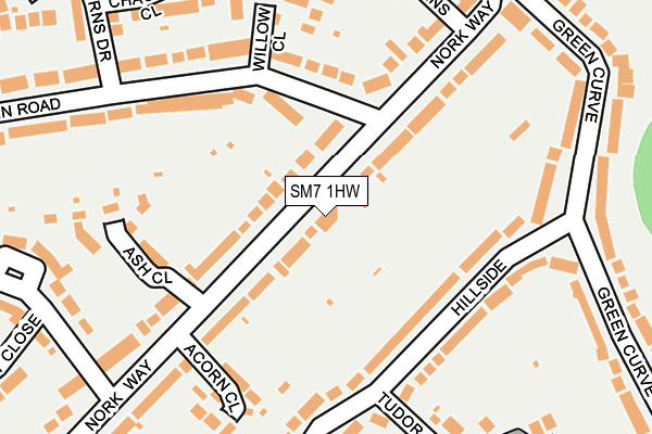 SM7 1HW map - OS OpenMap – Local (Ordnance Survey) SM7 1HW map - OS OpenMap – Local (Ordnance Survey)