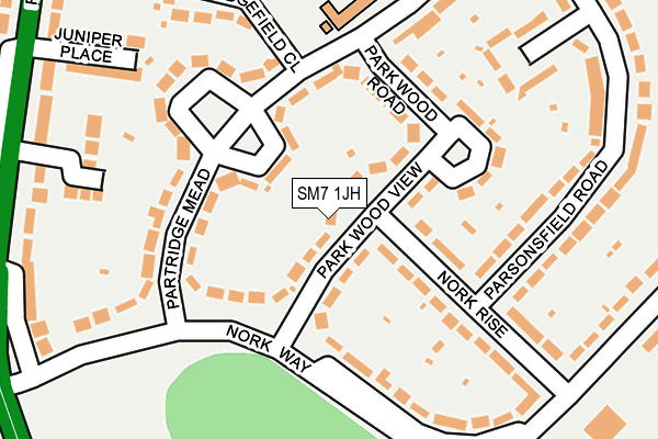 SM7 1JH map - OS OpenMap – Local (Ordnance Survey) SM7 1JH map - OS OpenMap – Local (Ordnance Survey)