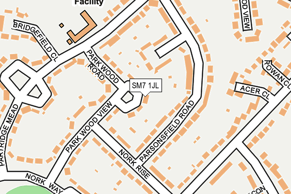 SM7 1JL map - OS OpenMap – Local (Ordnance Survey) SM7 1JL map - OS OpenMap – Local (Ordnance Survey)