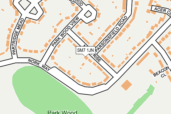 SM7 1JN map - OS OpenMap – Local (Ordnance Survey) SM7 1JN map - OS OpenMap – Local (Ordnance Survey)