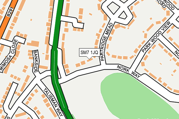 SM7 1JQ map - OS OpenMap – Local (Ordnance Survey)