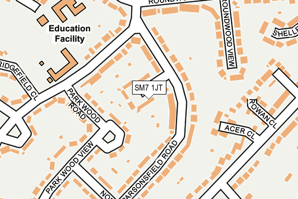 SM7 1JT map - OS OpenMap – Local (Ordnance Survey) SM7 1JT map - OS OpenMap – Local (Ordnance Survey)