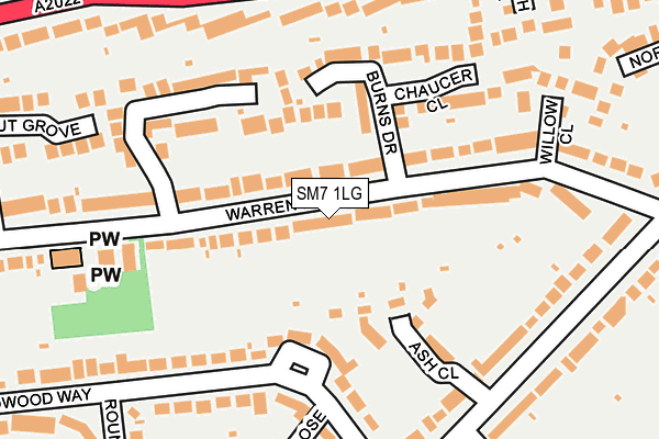 SM7 1LG map - OS OpenMap – Local (Ordnance Survey) SM7 1LG map - OS OpenMap – Local (Ordnance Survey)