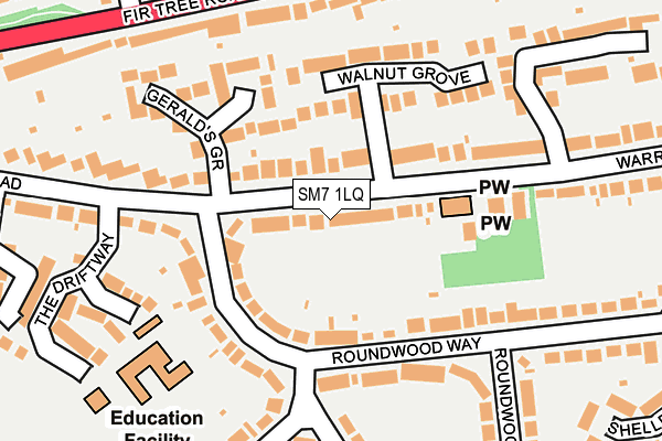 SM7 1LQ map - OS OpenMap – Local (Ordnance Survey) SM7 1LQ map - OS OpenMap – Local (Ordnance Survey)