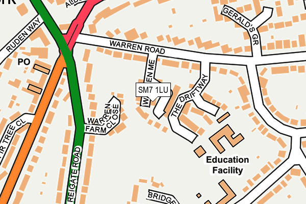 SM7 1LU map - OS OpenMap – Local (Ordnance Survey) SM7 1LU map - OS OpenMap – Local (Ordnance Survey)