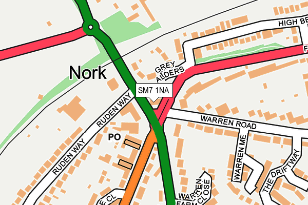 SM7 1NA map - OS OpenMap – Local (Ordnance Survey) SM7 1NA map - OS OpenMap – Local (Ordnance Survey)