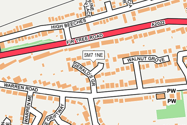 SM7 1NE map - OS OpenMap – Local (Ordnance Survey) SM7 1NE map - OS OpenMap – Local (Ordnance Survey)