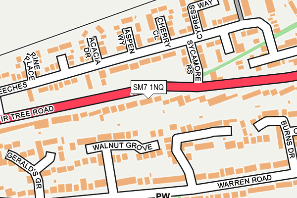 SM7 1NQ map - OS OpenMap – Local (Ordnance Survey)