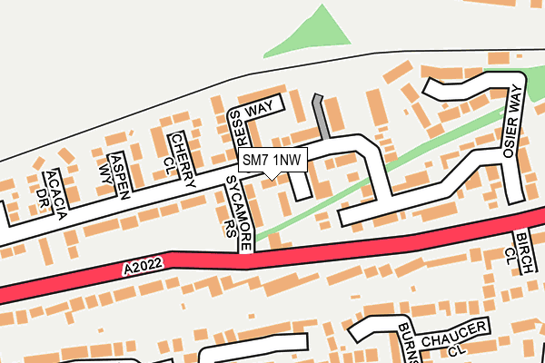 SM7 1NW map - OS OpenMap – Local (Ordnance Survey) SM7 1NW map - OS OpenMap – Local (Ordnance Survey)