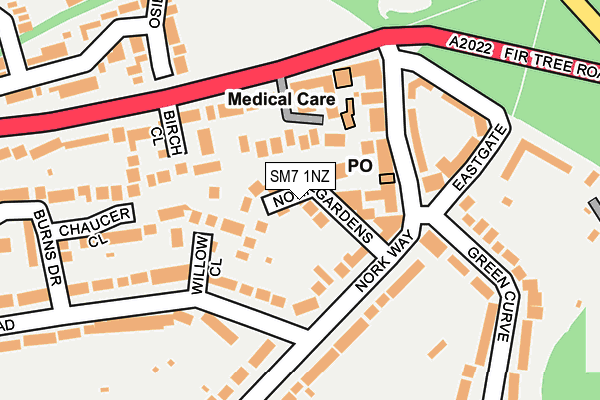 SM7 1NZ map - OS OpenMap – Local (Ordnance Survey) SM7 1NZ map - OS OpenMap – Local (Ordnance Survey)