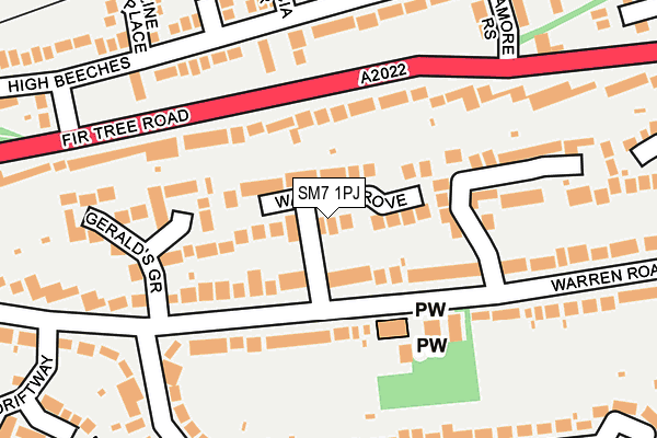 SM7 1PJ map - OS OpenMap – Local (Ordnance Survey) SM7 1PJ map - OS OpenMap – Local (Ordnance Survey)