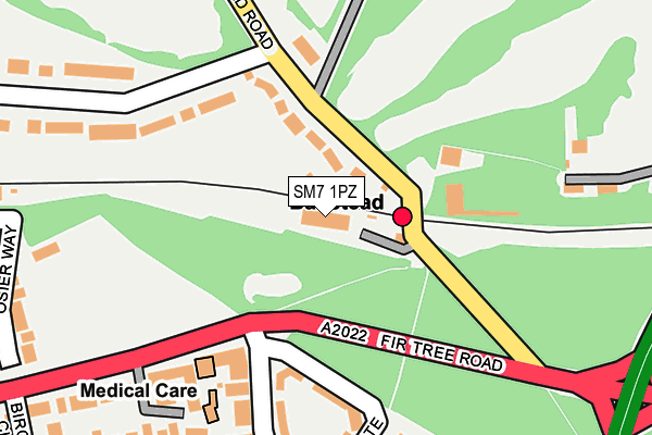 SM7 1PZ map - OS OpenMap – Local (Ordnance Survey) SM7 1PZ map - OS OpenMap – Local (Ordnance Survey)