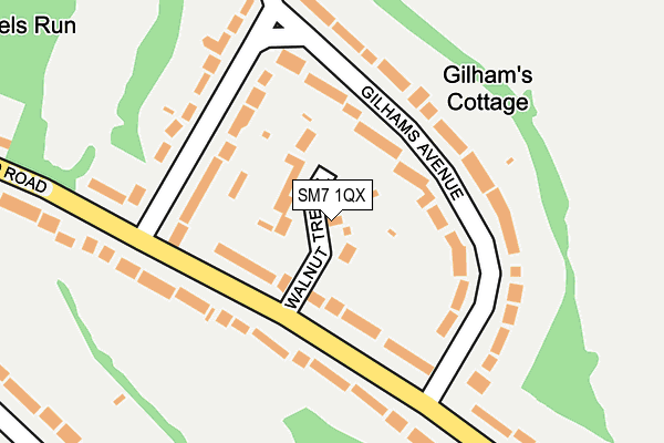 SM7 1QX map - OS OpenMap – Local (Ordnance Survey)