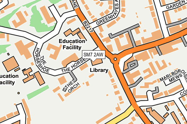 SM7 2AW map - OS OpenMap – Local (Ordnance Survey) SM7 2AW map - OS OpenMap – Local (Ordnance Survey)