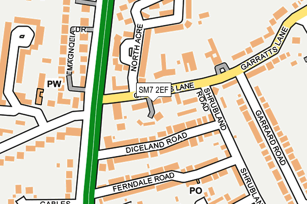 SM7 2EF map - OS OpenMap – Local (Ordnance Survey) SM7 2EF map - OS OpenMap – Local (Ordnance Survey)